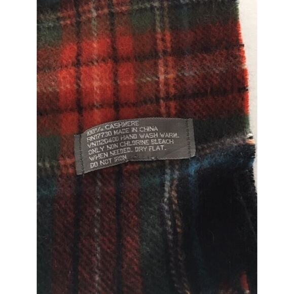 NWT‎ NEW 100% CASHMERE Men's scarf PLAID Red Green Black Great GIFT - Picture 5 of 5